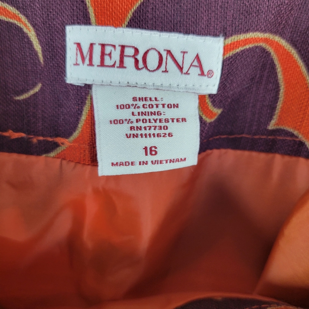 NWT Merona Orange Black Scroll Print Mini Skirt Size 16 Fun Eye Catching - Picture 5 of 8